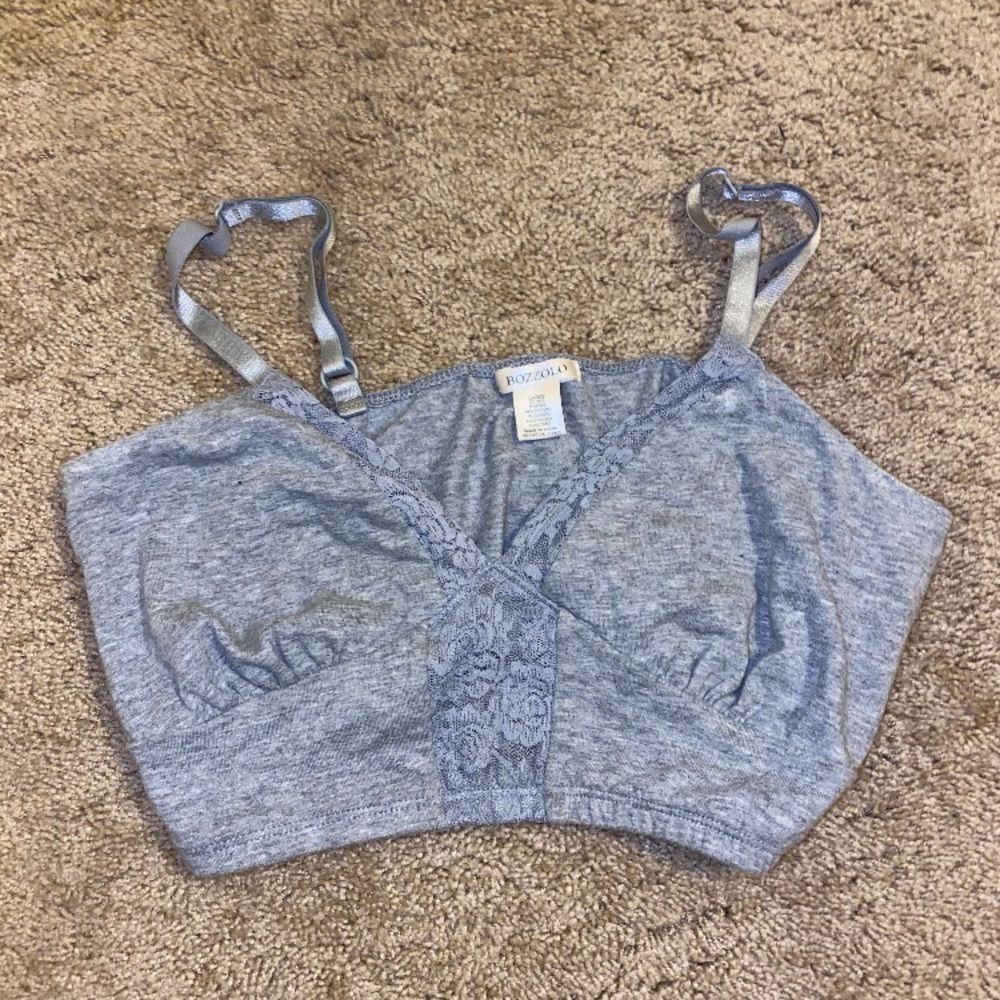 Grey bralette/crop top with adjustable straps